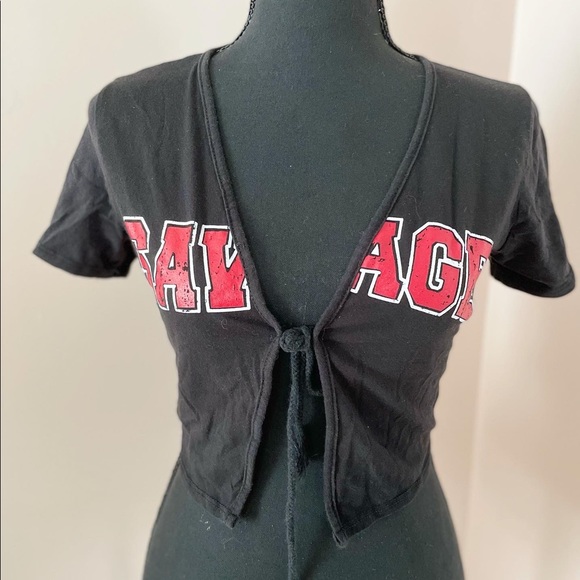 Black tie front crop top - Picture 2 of 3